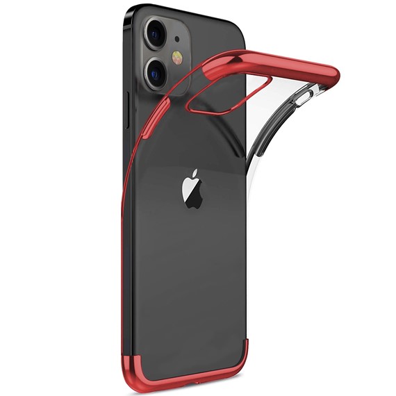 Microsonic Apple iPhone 12 Kılıf Skyfall Transparent Clear Kırmızı 2