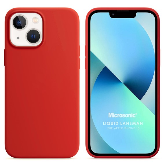 Microsonic Apple iPhone 13 Kılıf Liquid Lansman Silikon Kırmızı 1