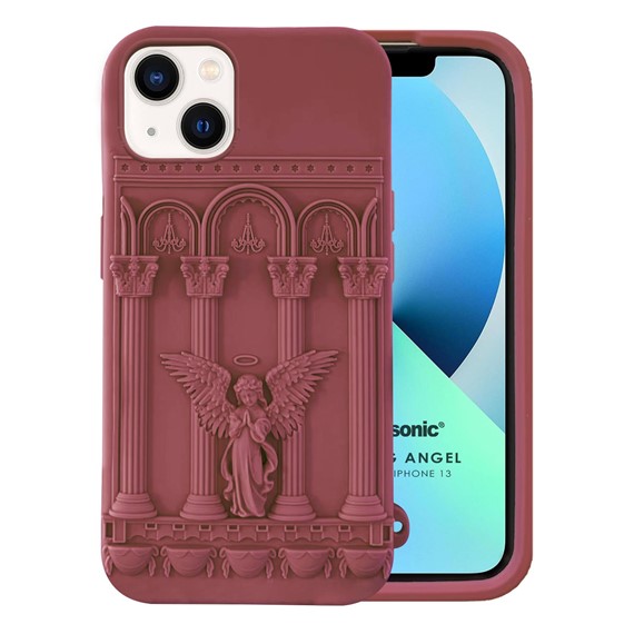 Microsonic Apple iPhone 14 Kılıf Praying Angel Bordo 1