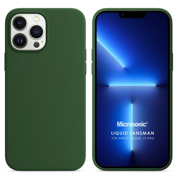 Microsonic Apple iPhone 13 Pro Kılıf Liquid Lansman Silikon Koyu Yeşil 1