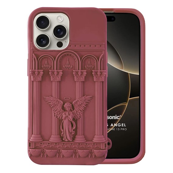 Microsonic Apple iPhone 13 Pro Kılıf Praying Angel Bordo 1