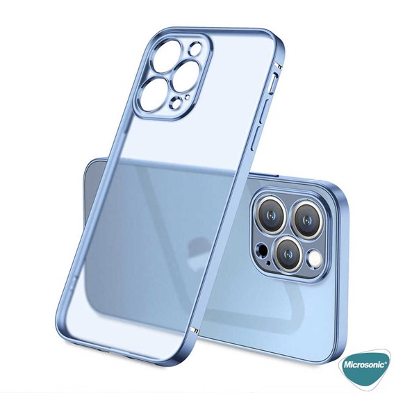 Microsonic Apple iPhone 13 Pro Max Kılıf Square Matte Plating Mavi 2