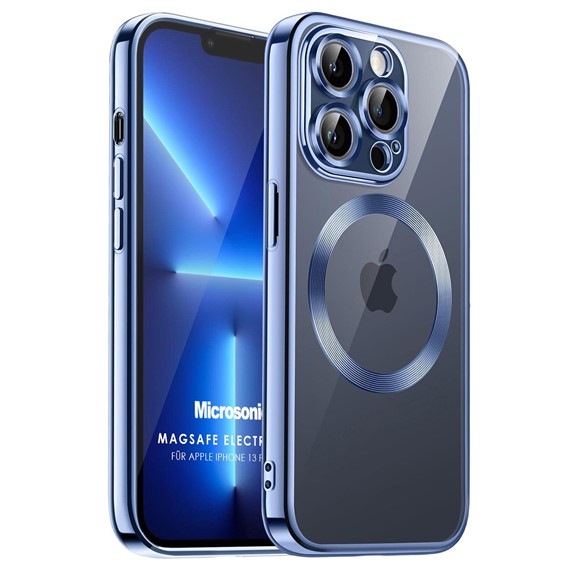 Microsonic Apple iPhone 13 Pro Kılıf MagSafe Luxury Electroplate Mavi 1