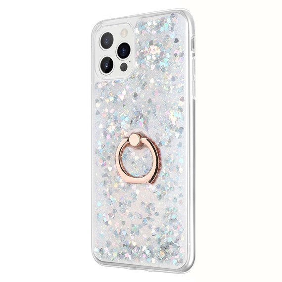 Microsonic Apple iPhone 13 Pro Max Kılıf Glitter Liquid Holder Gümüş 2