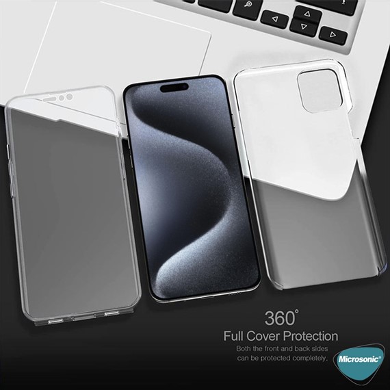 Microsonic Apple iPhone 15 Kılıf 6 Tarafı Tam Full Koruma 360 Clear Soft Şeffaf 2