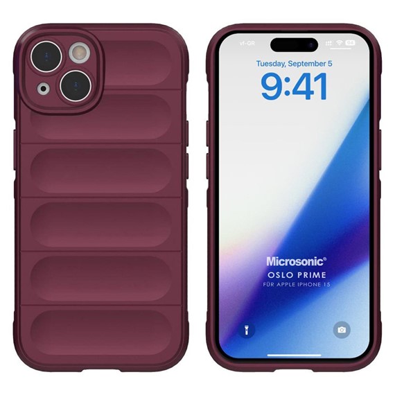 Microsonic Apple iPhone 15 Kılıf Oslo Prime Bordo 1