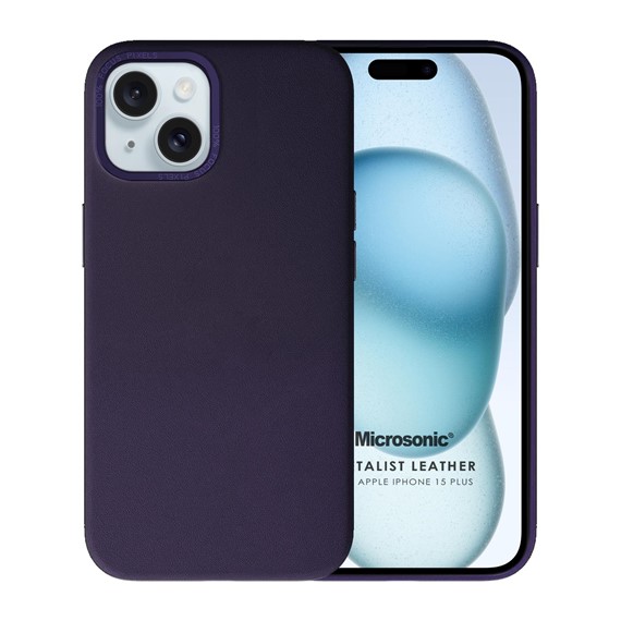 Microsonic Apple iPhone 15 Plus Kılıf Metalist Leather Mor 1