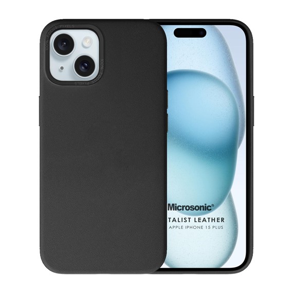 Microsonic Apple iPhone 15 Plus Kılıf Metalist Leather Siyah 1