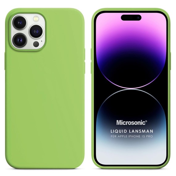 Microsonic Apple iPhone 15 Pro Kılıf Liquid Lansman Silikon Açık Yeşil 1