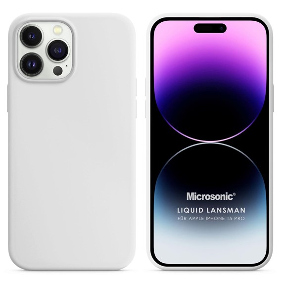 Microsonic Apple iPhone 15 Pro Kılıf Liquid Lansman Silikon Beyaz 1