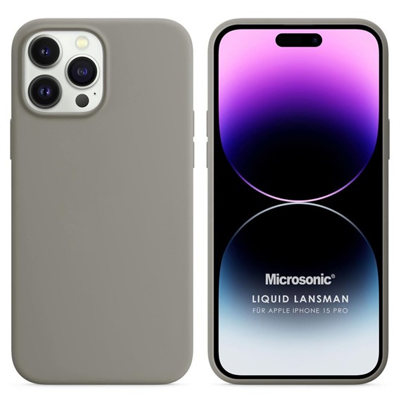 Microsonic Apple iPhone 15 Pro Kılıf Liquid Lansman Silikon Gri 1