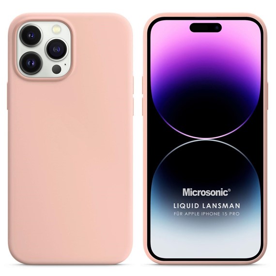 Microsonic Apple iPhone 15 Pro Kılıf Liquid Lansman Silikon Kum Pembesi 1