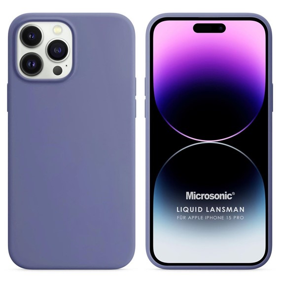 Microsonic Apple iPhone 15 Pro Kılıf Liquid Lansman Silikon Lavanta Grisi 1