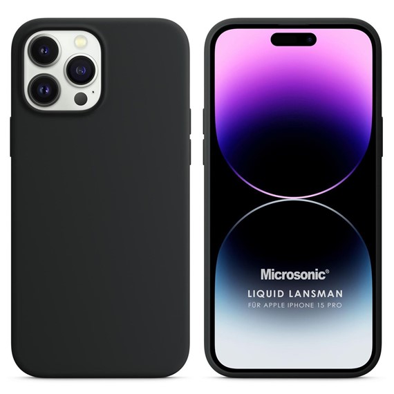 Microsonic Apple iPhone 15 Pro Kılıf Liquid Lansman Silikon Siyah 1