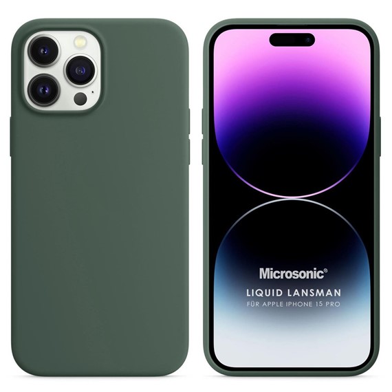 Microsonic Apple iPhone 15 Pro Kılıf Liquid Lansman Silikon Yeşil 1