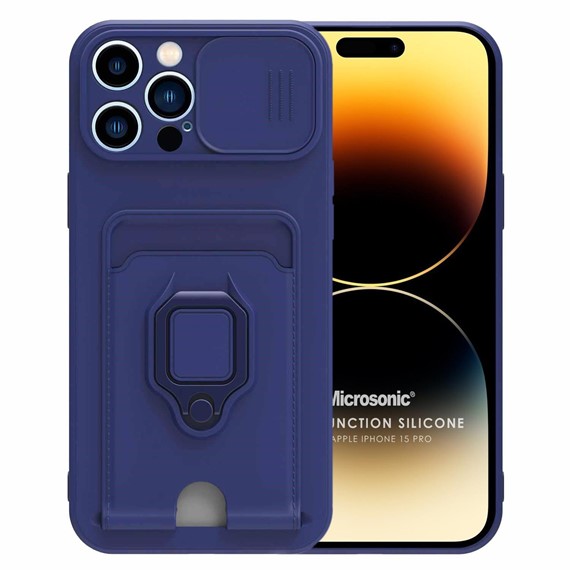 Microsonic Apple iPhone 15 Pro Kılıf Multifunction Silicone Lacivert 1