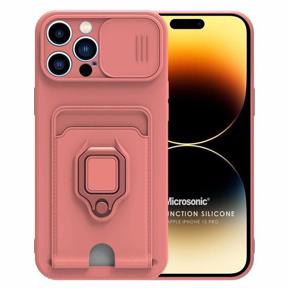 Microsonic Apple iPhone 15 Pro Kılıf Multifunction Silicone Pembe 1