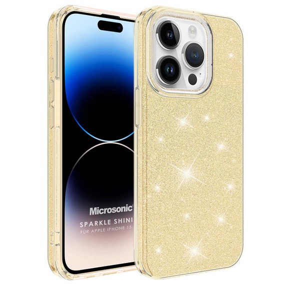 Microsonic Apple iPhone 15 Pro Kılıf Sparkle Shiny Gold 1