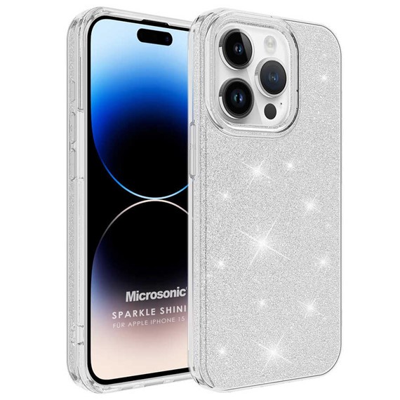 Microsonic Apple iPhone 15 Pro Kılıf Sparkle Shiny Gümüş 1