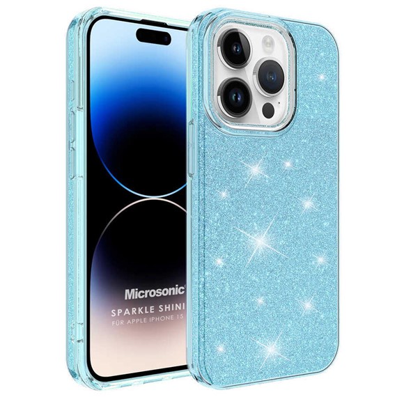 Microsonic Apple iPhone 15 Pro Kılıf Sparkle Shiny Mavi 1