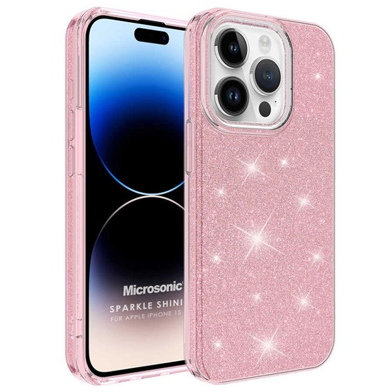 Microsonic Apple iPhone 15 Pro Kılıf Sparkle Shiny Rose Gold 1