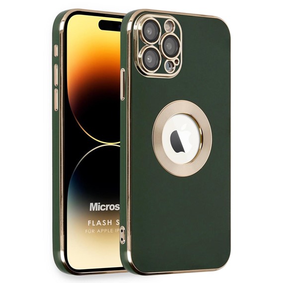 Microsonic Apple iPhone 15 Pro Max Kılıf Flash Stamp Koyu Yeşil 1