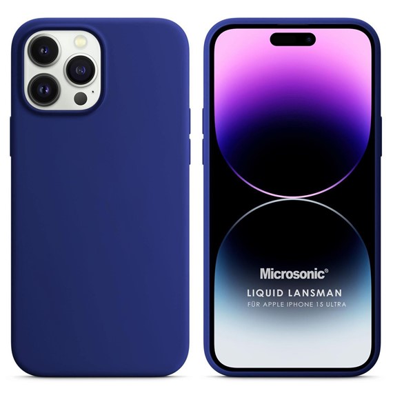 Microsonic Apple iPhone 15 Pro Max Kılıf Liquid Lansman Silikon Lacivert 1