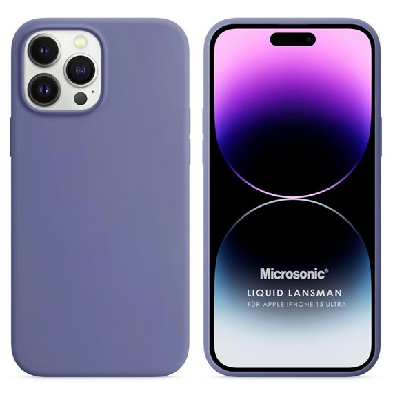 Microsonic Apple iPhone 15 Pro Max Kılıf Liquid Lansman Silikon Lavanta Grisi 1