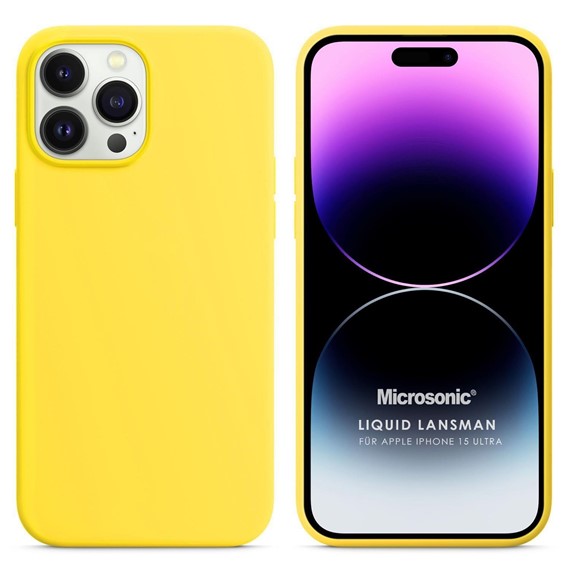 Microsonic Apple iPhone 15 Pro Max Kılıf Liquid Lansman Silikon Sarı 1