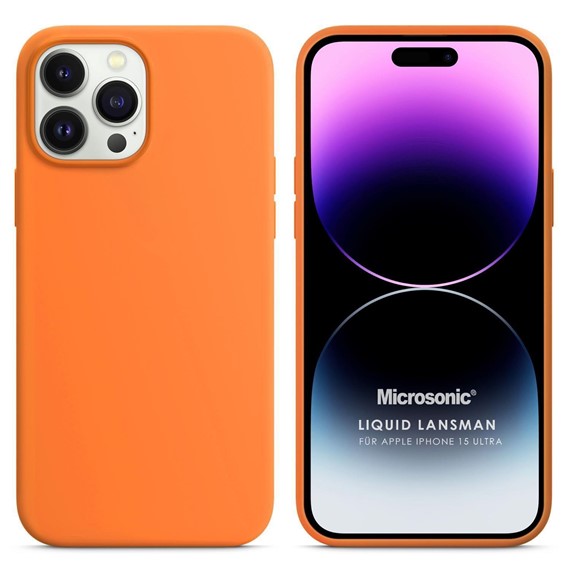 Microsonic Apple iPhone 15 Pro Max Kılıf Liquid Lansman Silikon Turuncu 1