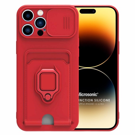 Microsonic Apple iPhone 15 Pro Max Kılıf Multifunction Silicone Kırmızı 1