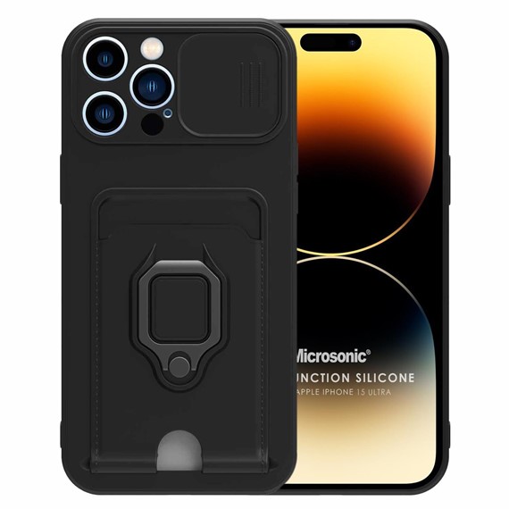 Microsonic Apple iPhone 15 Pro Max Kılıf Multifunction Silicone Siyah 1