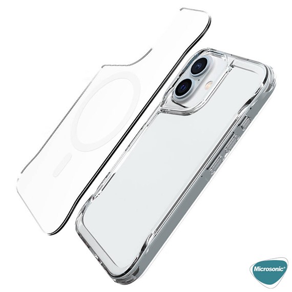 Microsonic Apple iPhone 16 Plus Kılıf MagSafe Trex Bumper Şeffaf 2