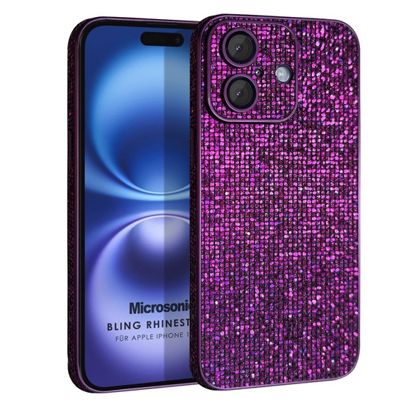 Microsonic Apple iPhone 16 Plus Kılıf Bling Rhinestones Mor 1