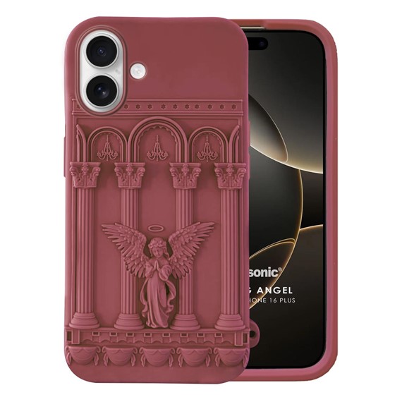 Microsonic Apple iPhone 16 Plus Kılıf Praying Angel Bordo 1