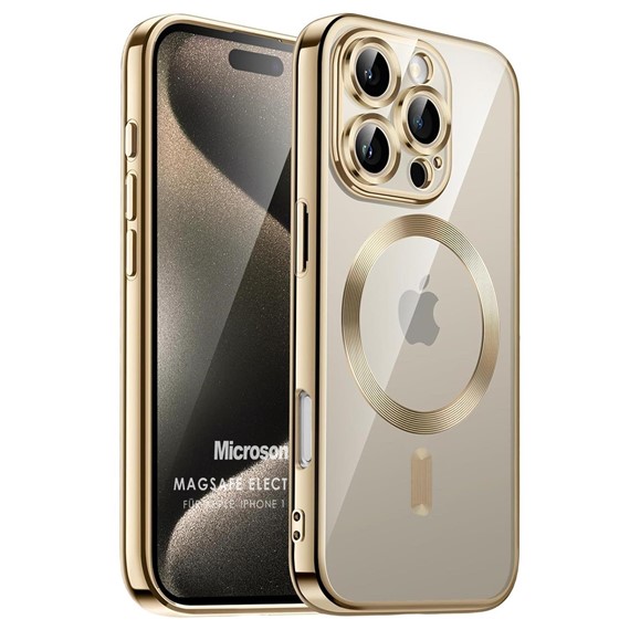 Microsonic Apple iPhone 16 Pro Max Kılıf MagSafe Luxury Electroplate Gold 1