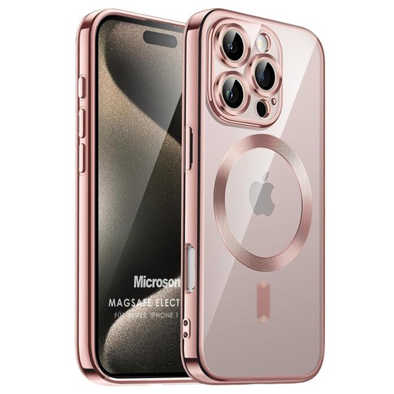 Microsonic Apple iPhone 16 Pro Max Kılıf MagSafe Luxury Electroplate Rose Gold 1