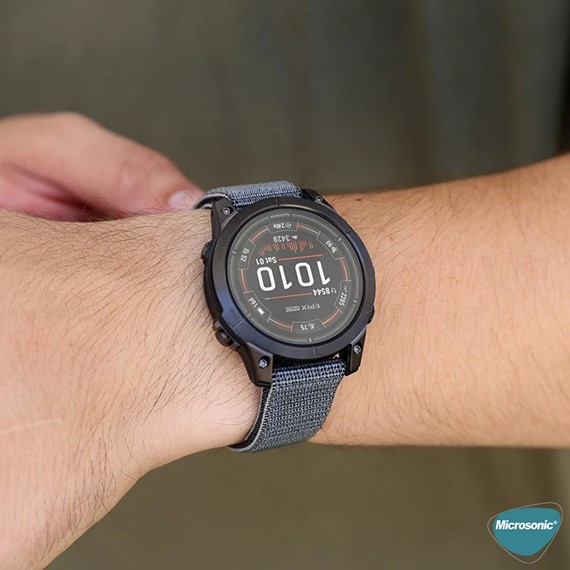 Microsonic Garmin Fenix 3 Kordon UltraFit Hasırlı Woven Gri 5