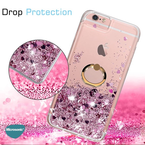 Microsonic Apple iPhone 7 Kılıf Glitter Liquid Holder Pembe 5