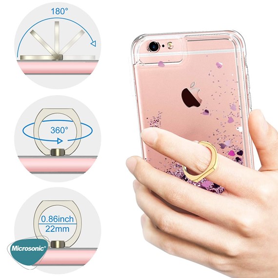 Microsonic Apple iPhone 13 Mini Kılıf Glitter Liquid Holder Pembe 6