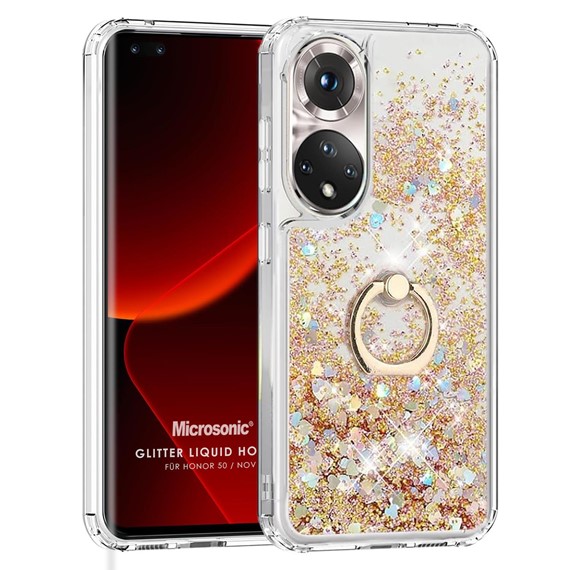 Microsonic Honor 90 Kılıf Glitter Liquid Holder Gold 1