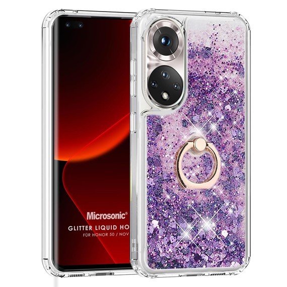 Microsonic Honor 50 Kılıf Glitter Liquid Holder Mor 1