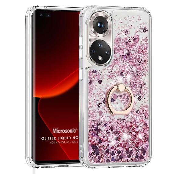 Microsonic Honor 90 Kılıf Glitter Liquid Holder Pembe 1