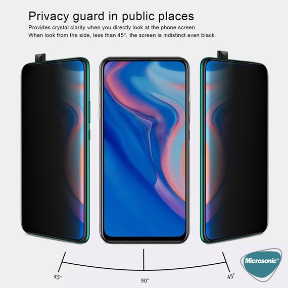 Microsonic Huawei Honor 9X Privacy 5D Gizlilik Filtreli Cam Ekran Koruyucu Siyah 2