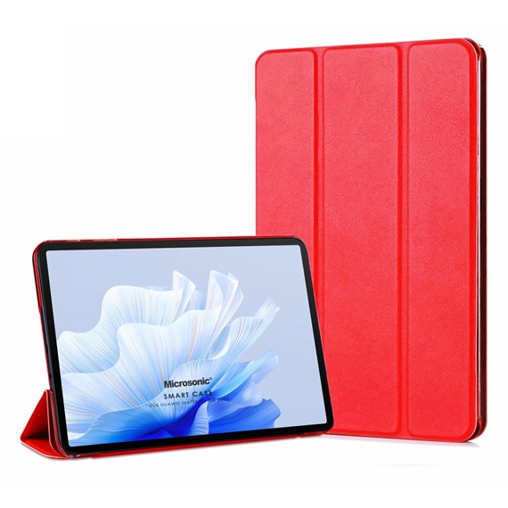 Microsonic Huawei MatePad Air Kılıf Slim Translucent Back Smart Cover Kırmızı 1