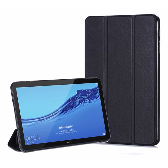 Microsonic Huawei MediaPad T3 10 Kılıf Slim Translucent Back Smart Cover Siyah 1