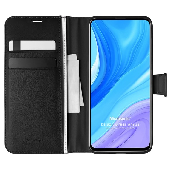 Microsonic Huawei P Smart Pro Kılıf Delux Leather Wallet Siyah 1