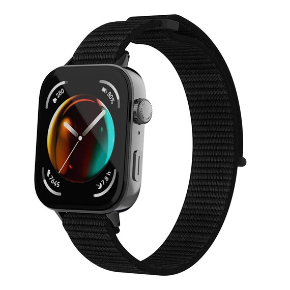 Microsonic Huawei Watch Fit 3 Hasırlı Kordon Woven Sport Loop Siyah 1