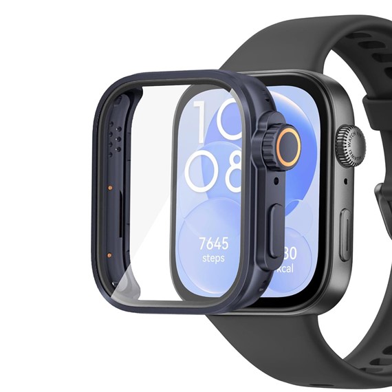 Microsonic Huawei Watch Fit 3 Kılıf Apple Watch Ultra Dönüştürücü Ekran Koruyucu Kasa Lacivert 1