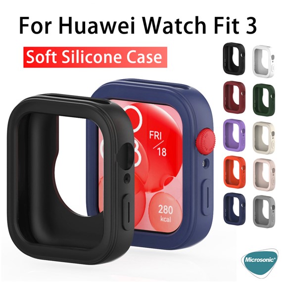 Microsonic Huawei Watch Fit 3 Kılıf Soft Silicone Pembe 5